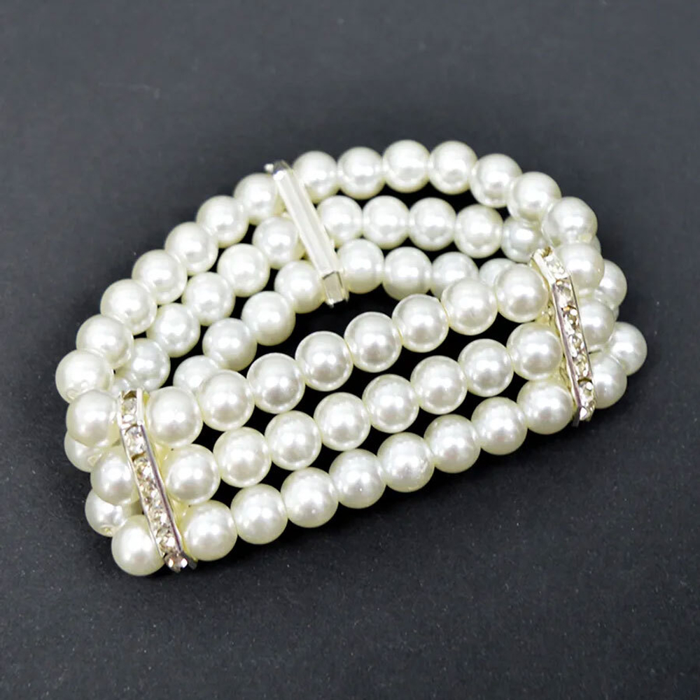 Браслет жемчуг со стразами