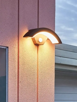 Светильник настенный светодиодный, бра, уличный фонарь с датчиком движения, влагозащищенный IP65,18 Вт, черный 4000K