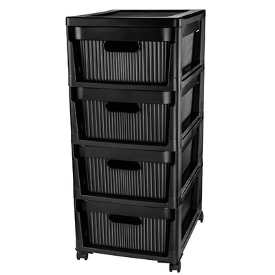 Комод на колесах velvet, 4 ящика, 300х385х690 мм (черный)