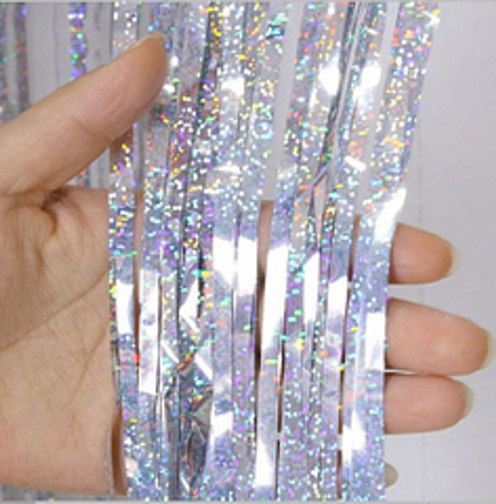 Занавес Дождик, Голографический Серебро, 4*1 м (В*Ш)