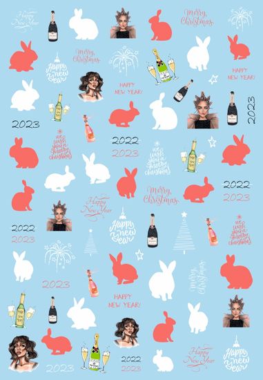 Слайдер-дизайн Crazy Shine Nails mini: НГ Кролики 3