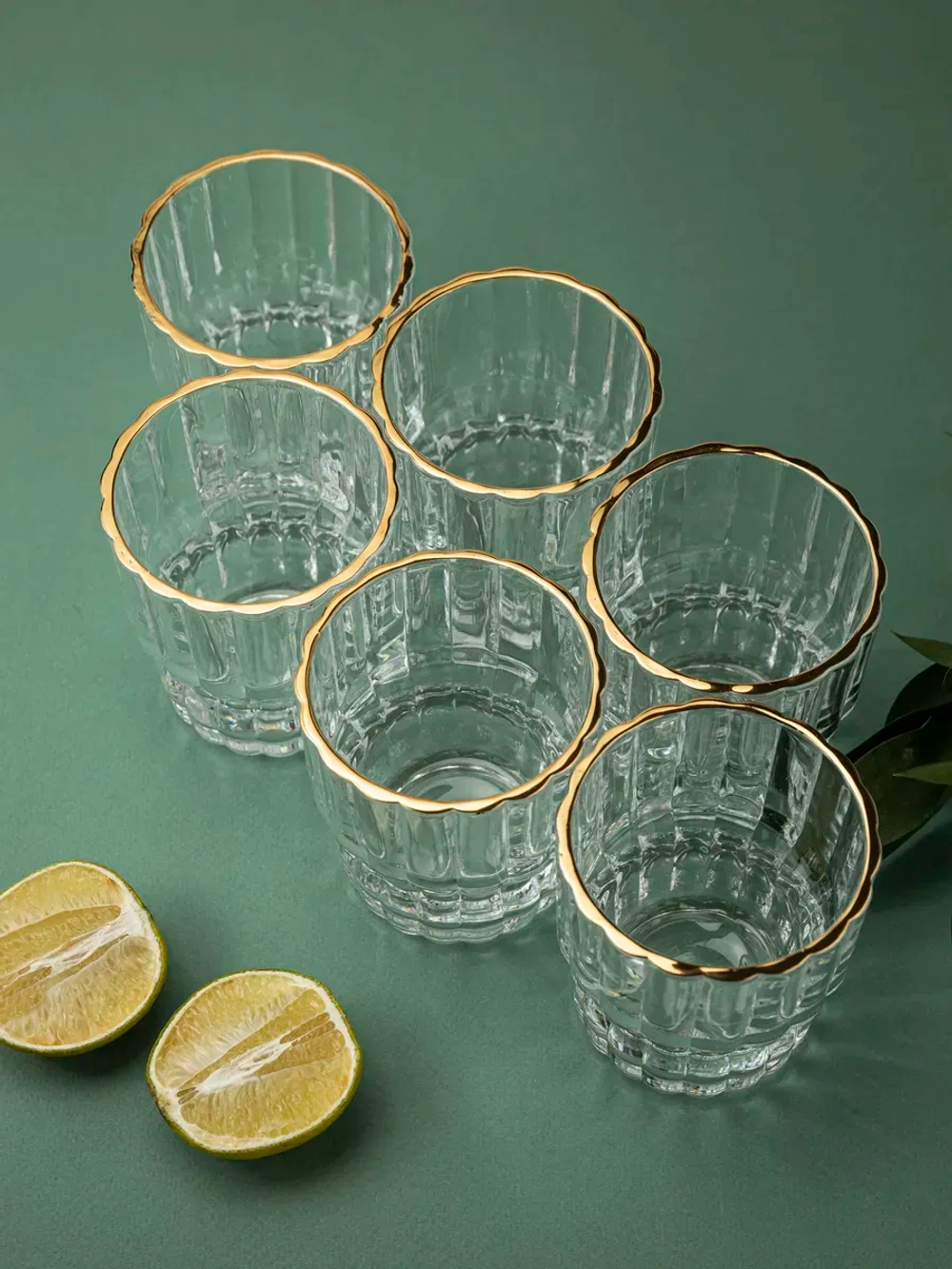 Набор бокалов для виски, 250 мл. 6 шт. с золотой каймой