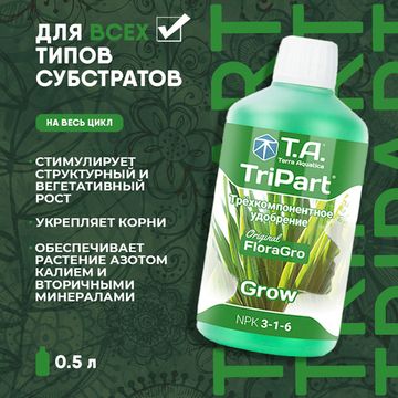 Удобрение минеральное для вегетации Terra Aquatica TriPart Grow 0,5 л