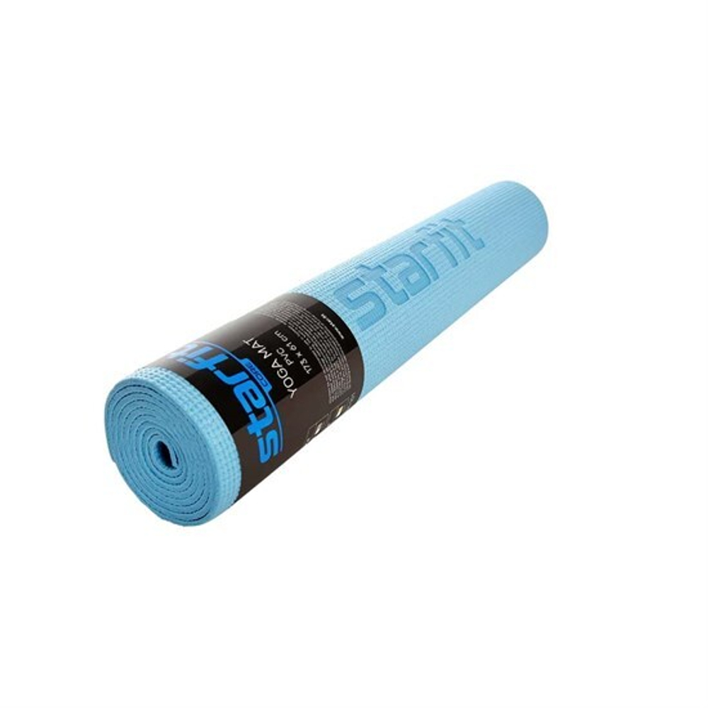 Коврик для йоги и фитнеса FM-101, PVC, 173x61x0,5 см, синий пастель