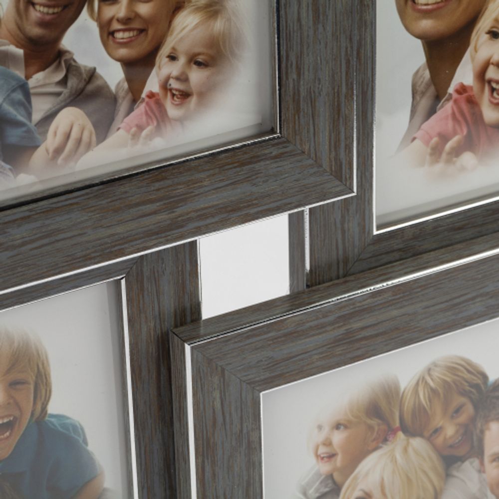 Фоторамка Image Art PL88-4 пластиковая мультирамка квадратная размер фото 10х15 цвет морозное серебро рамка на 4 фото | Image Art