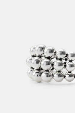 ZARA ЖЕСТКИЙ БРАСЛЕТ С МЕТАЛЛИЧЕСКИМИ ШАРИКАМИ, СЕРЕБРИСТЫЙ