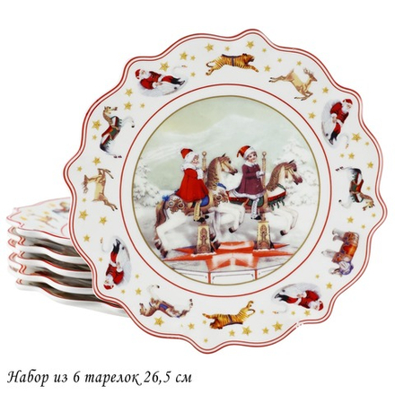 Lenardi 305-170 Набор из 6 тарелок 26,5х2,5см НОВЫЙ ГОД в под.уп.(х6)Фарфор