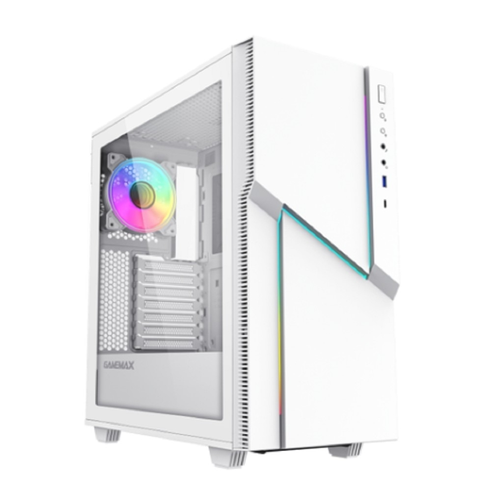Gamemax Корпус ZORRO WHITE без БП (Midi Tower, Белый., 1*USB3.0, 1*USB Type-C, COC fan)