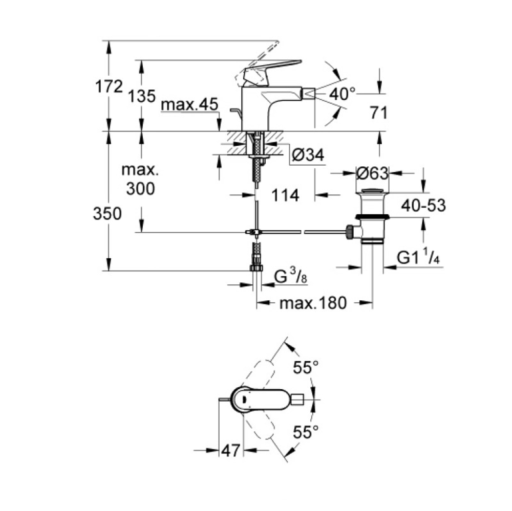 Смеситель для биде Grohe Eurosmart Cosmopolitan 32839000