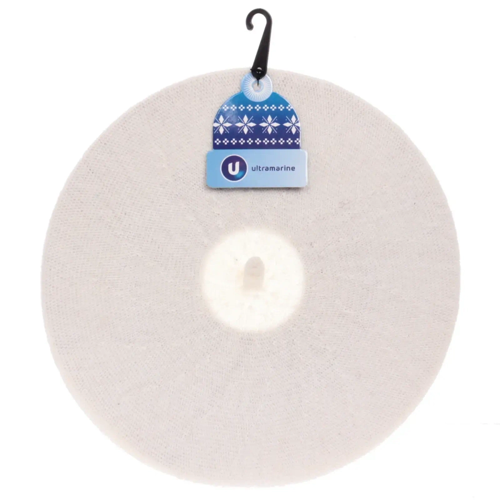 Берет женский из овечьей шерсти «Elegance», цвет белый, р. 58 (лейбл ультрамарин, подвес)