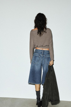 ZARA МЯГКИЙ СВИТЕР С ДЛИННЫМИ РУКАВАМИ, БЕЖЕВЫЙ МЕЛАНЖ