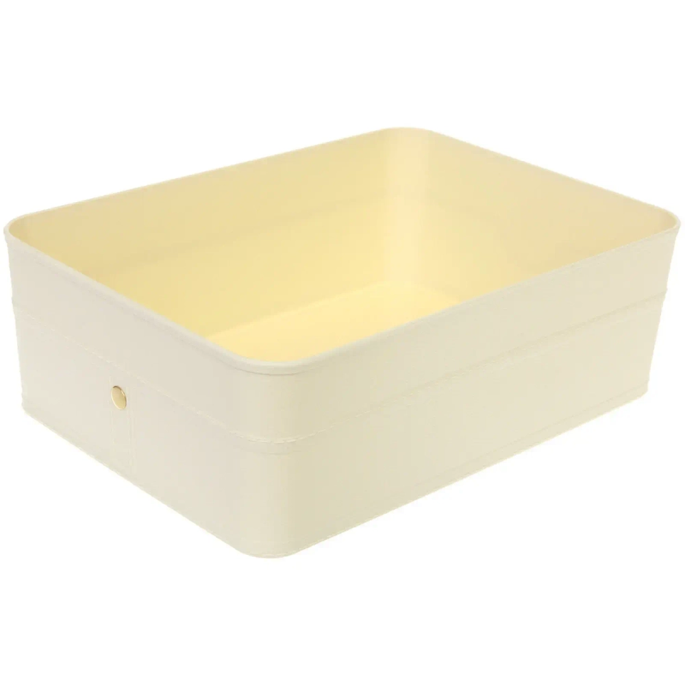 Корзина - органайзер для хранения с крышкой «ОКСФОРД», цвет айвори, 32,8*24*11,2см (лейбл Селфи)