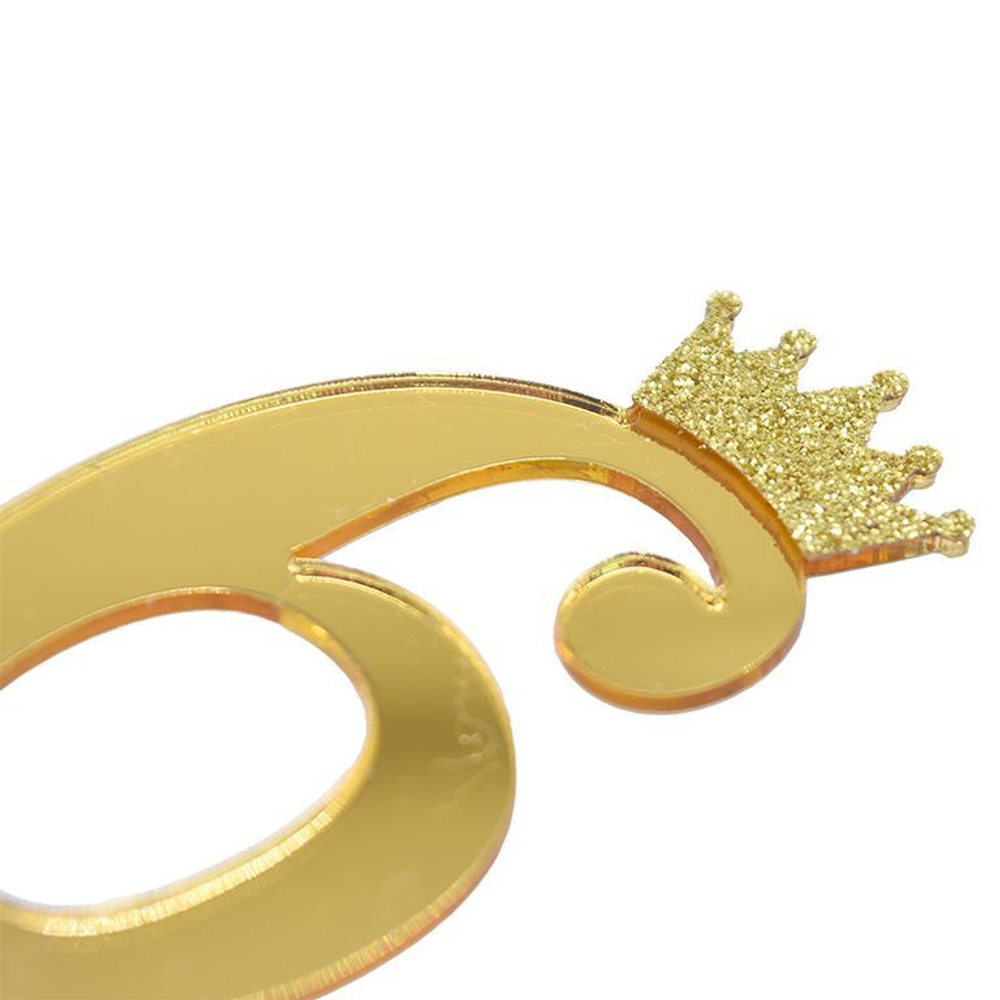 Топпер акриловый  «Цифра 8» (6,2 см, золотой)