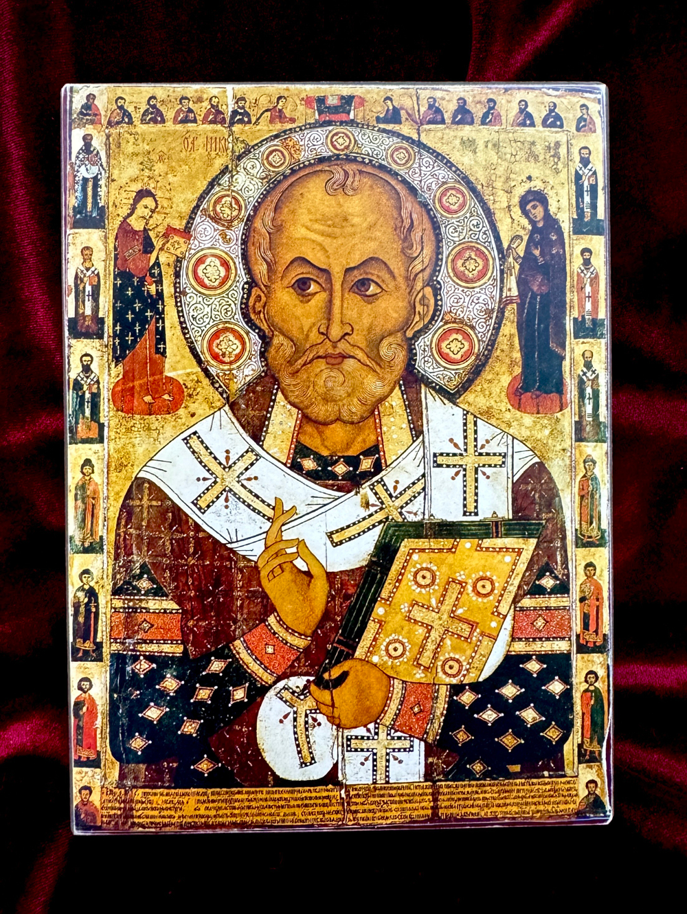 Николай Чудотворец святитель Мирликийский 13 век (Никола Липный). Деревянная икона на левкасе
