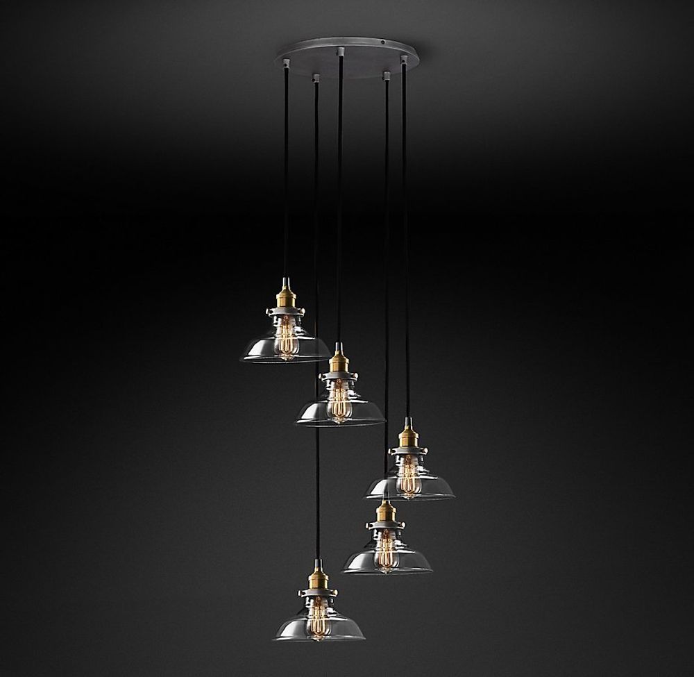 Подвесной дизайнерский светильник  20th C. Factory Filament Clear Glass Barn Round Pendant by Restoration Hardware
