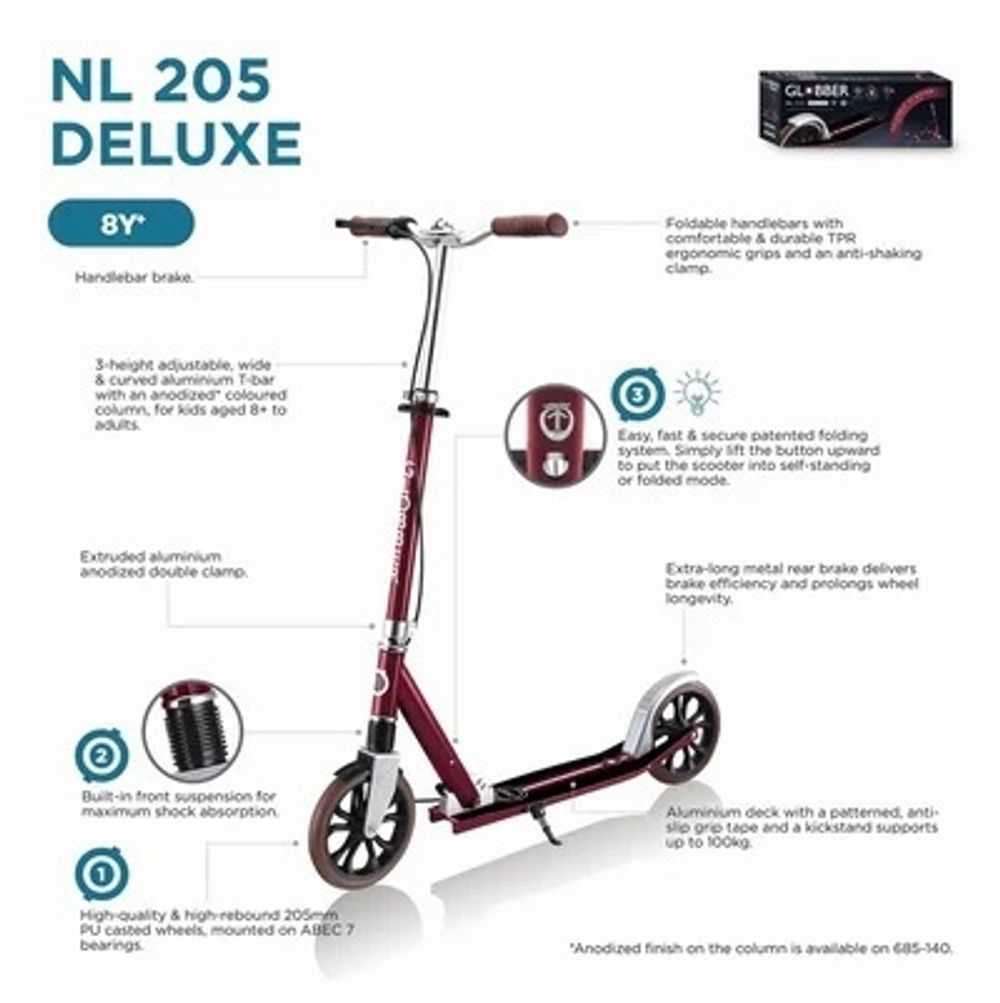 Самокат Globber NL 205 Deluxe черный