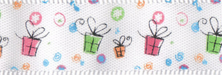 Лента атласная 12 мм  с рисунком, цв.W3/001