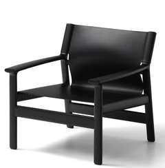 Кресло Jan из переработанной кожи черного цвета и ясеня в черном цвете