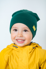 детская шапка хлопковая гладкая тонкая сине-зеленая