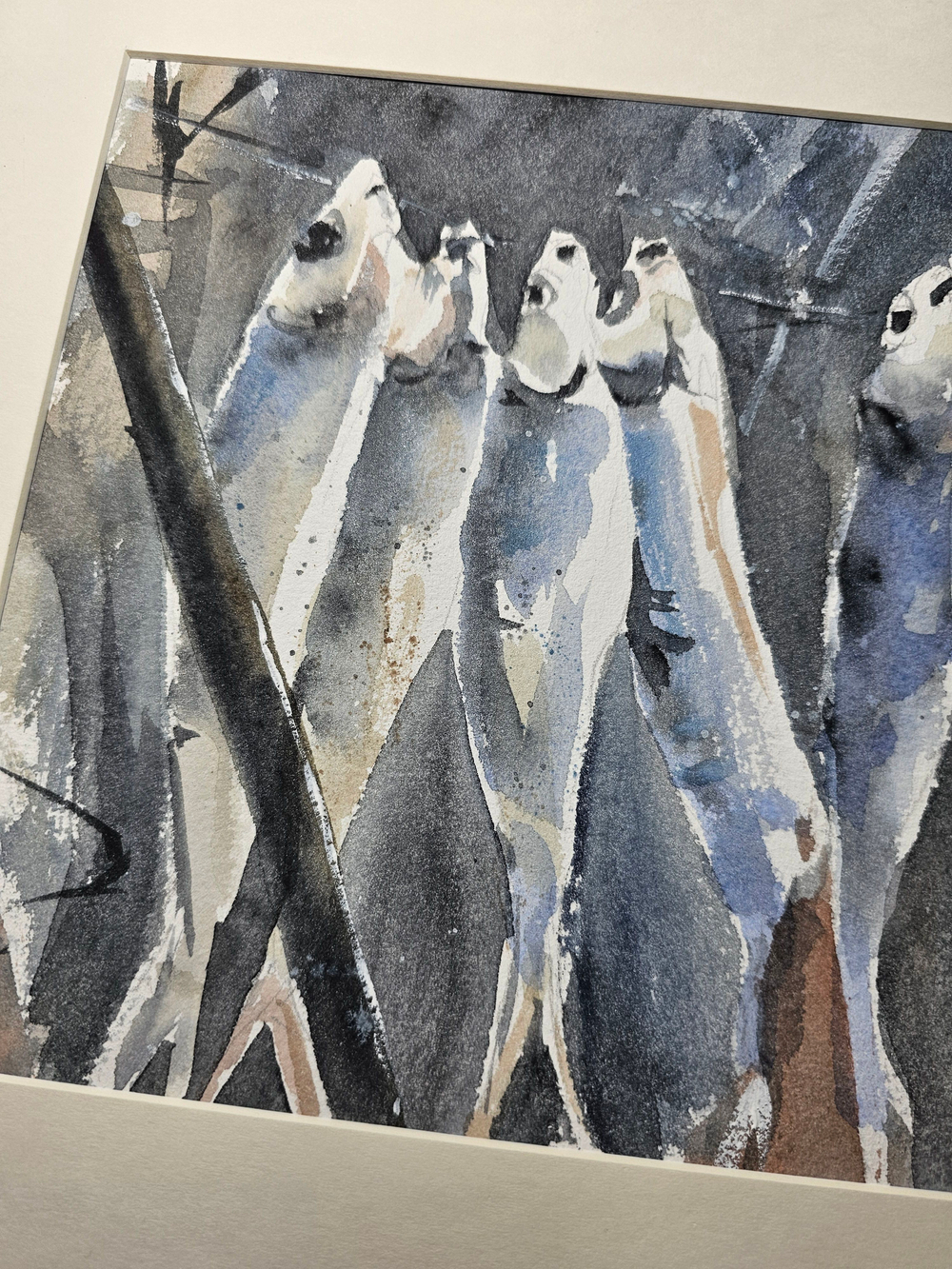 Картина авторская акварельная в паспарту 30х40 см на стену для интерьера "После рыбалки"