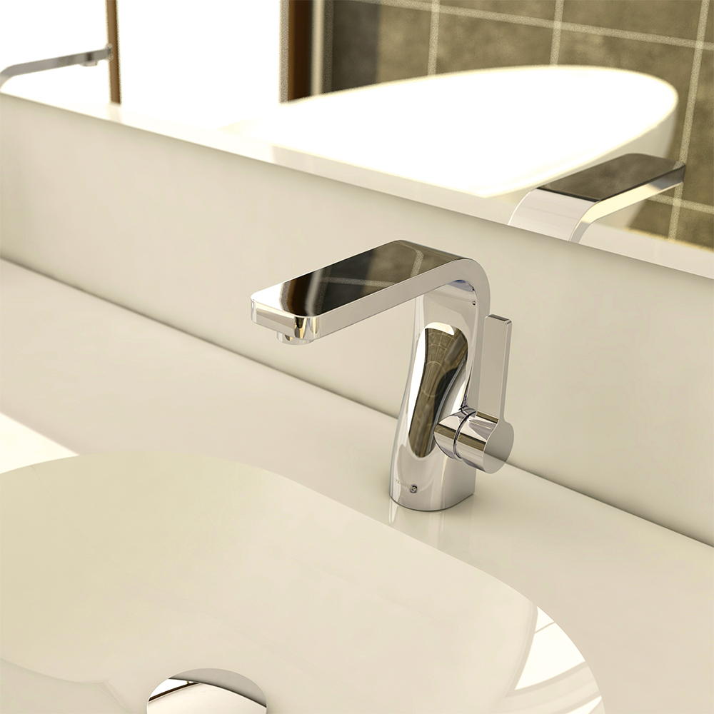 Смеситель для раковины Steinberg Серия 230 с керамическим картриджем, со сливным гарнитуром 1 1/4“, с гибкими шлангами 3 / 8“, хром 230 1000