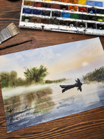 Картина авторская акварельная в паспарту 30х40 см на стену для интерьера "Тишина"