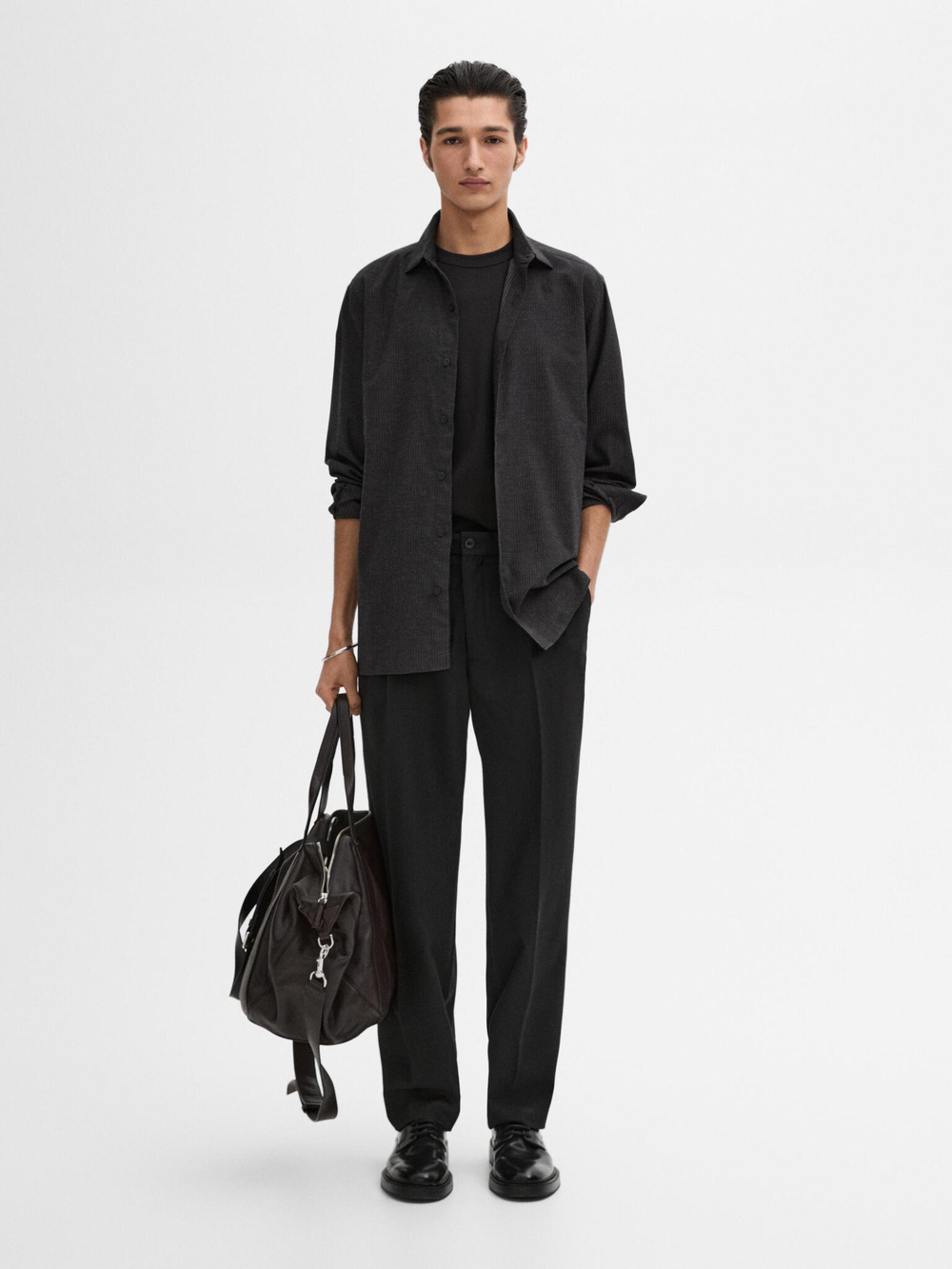 Massimo Dutti РУБАШКА ИЗ 100% ХЛОПКА В ТОНКУЮ ПОЛОСКУ, СЕРЫЙ