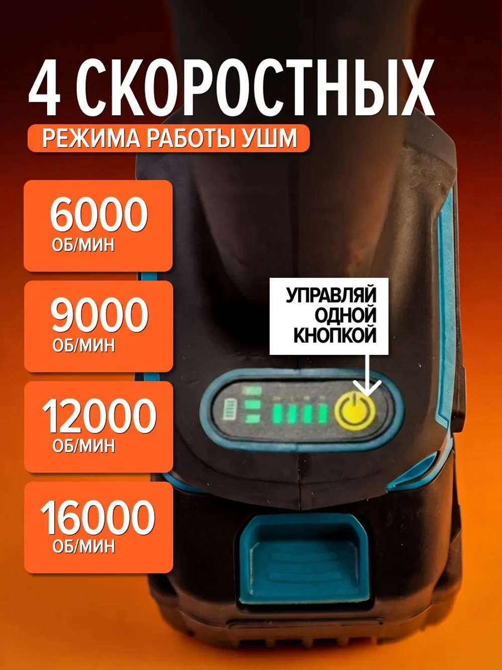 Болгарка аккумуляторная, 125 мм, 2 АКБ и кейс