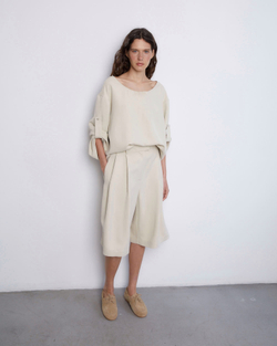 Бермуды из смесового льна Стелла Маккартни светло-бежевый