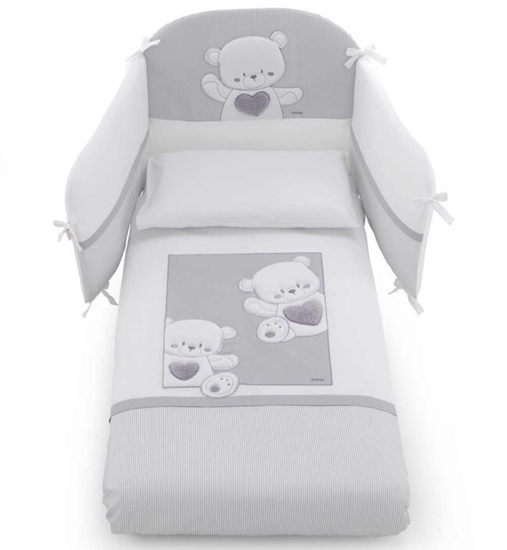 Комплект белья 5 предметов Italbaby Jolie белый/серый