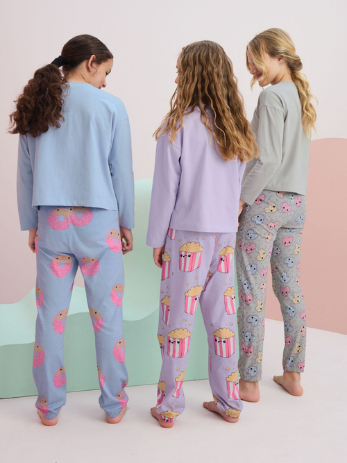 Пижама для девочки Next Q96-935, 3 шт., Серый, Голубой, Сиреневый