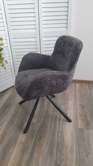 Стул KAROL 180 град. поворот. 3018-19 темно-серый, шенилл/ черный каркас