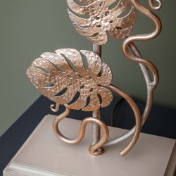 Настольная лампа Monstera Deliciosa (Монстера) Айвори Мраморное золото с абажуром Vintage Черный