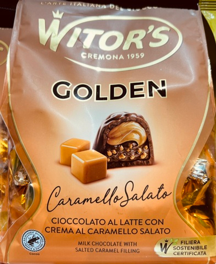 Конфеты с кремовой начинкой со вкусом карамели с соленой карамелью “GOLDEN” (0,200 кг)