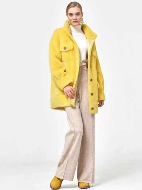 Куртка чебурашка из шерсти мериноса, желтая, SilverFox