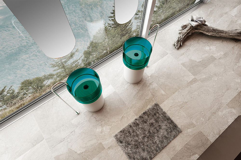 Раковина Abber Kristall 45 AT2701White-Aquamarin-H Белая Бирюзовая