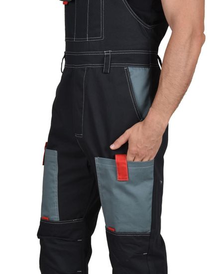 Костюм "Сириус-Фаворит" полукомбинезон (т.серый/серый/красный) Саржа