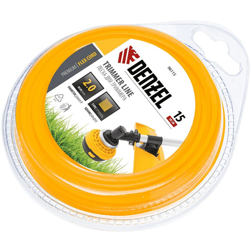 Леска для триммера Denzel 96115 Flex Cord квадрат 2 мм 15 м
