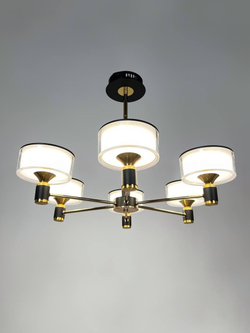 Люстра потолочная светодиодная Lanbos, 6 LED ламп 8 Вт, черная с золотом