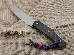 Нож для бушкрафта "Велес", сталь VG-10/Elmax, рукоять карбон (черный спейсер)