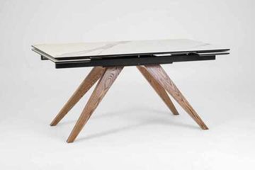 Стол Орландо (дуб/нога светлый дуб с черной патиной/столешница керамика каррара)