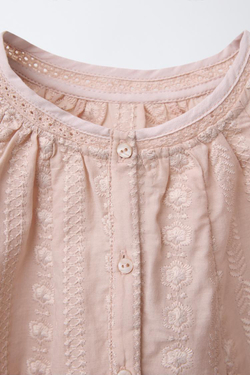 ZARA БЛУЗА С ВОЛАНАМИ И ВЫШИВКОЙ, ЦВЕТ РОЗОВОГО ДЕРЕВА