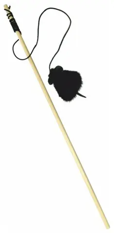 ZOOEXPRESS Игрушка для кошек УДОЧКА ЭкоLine деревянная, с мышкой, 50 см