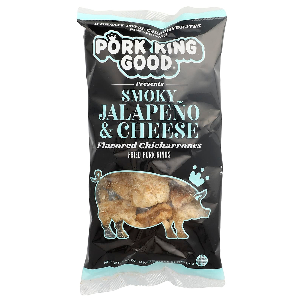 Pork King Good, Чичаррон со вкусом, с дымным халапеньо и сыром, 49,5 г (1,75 унции)