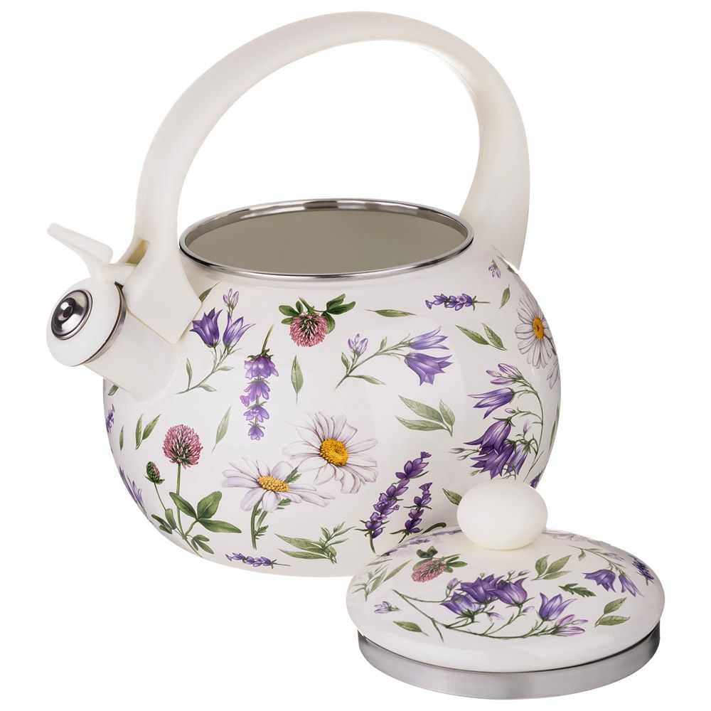 ЧАЙНИК AGNESS ЭМАЛИРОВАННЫЙ СО СВИСТКОМ СЕРИЯ "FLOWER STORY", 2,2 Л