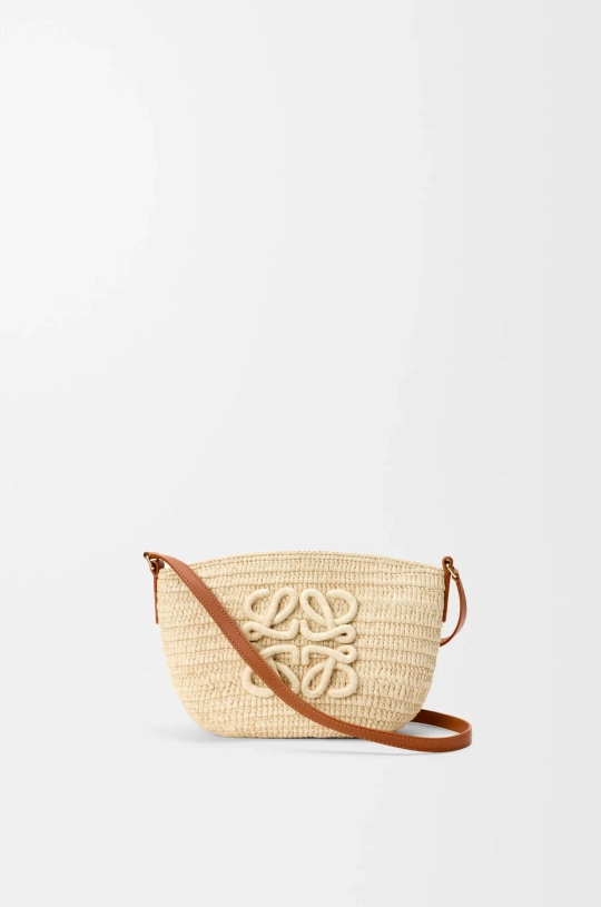 Loewe Сумка Eclipse из рафии и телячьей кожи, натуральный/коричневый