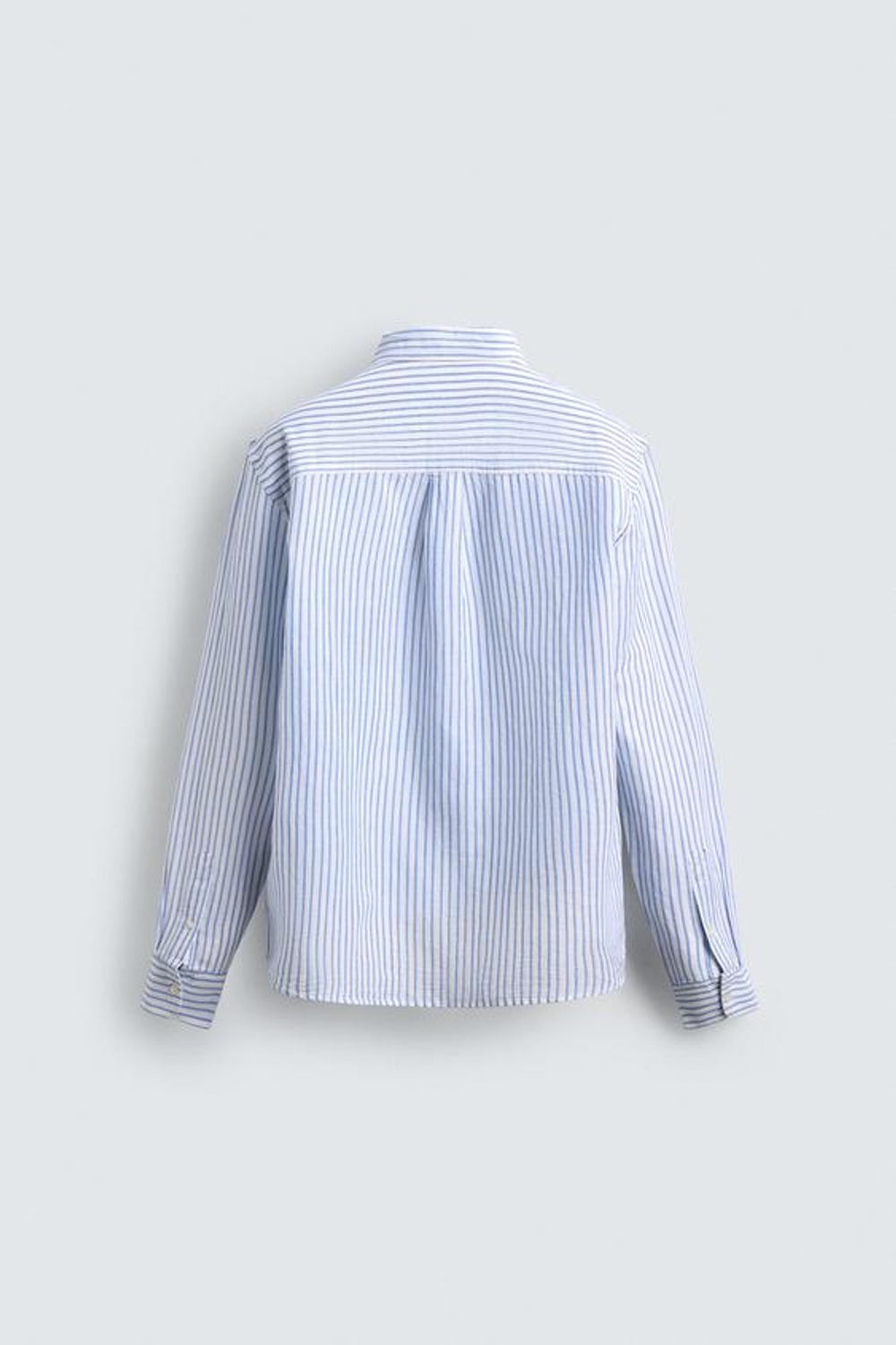 ZARА РУБАШКА REGULAR FIT ИЗ ЛЬНА И ХЛОПКА, СИНИЙ/БЕЛЫЙ