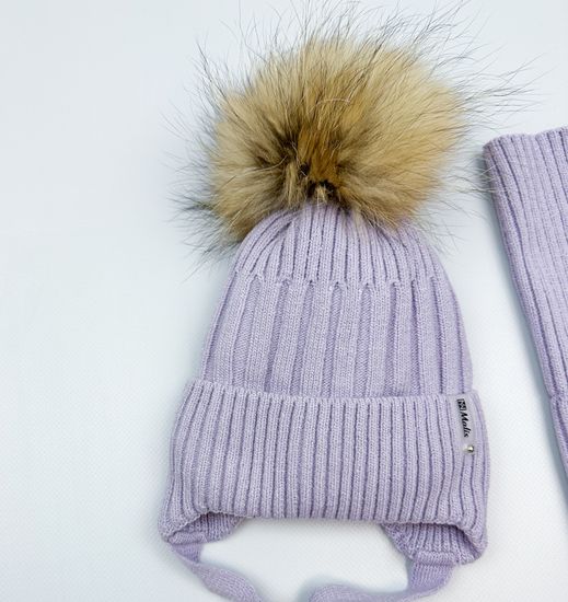 Шапка зимняя со снудом, Лиловая