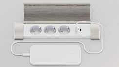 Блок розеток с откидной крышкой (3 розетки, USB-A, USB-C) G4103Q-2AC.N Серебро/Белый 260*66*11