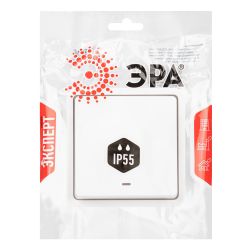 Переключатель ЭРА Эксперт 11-1527-01 с подсветкой IP55 10АХ-250В СУ белый | Эра Эксперт
